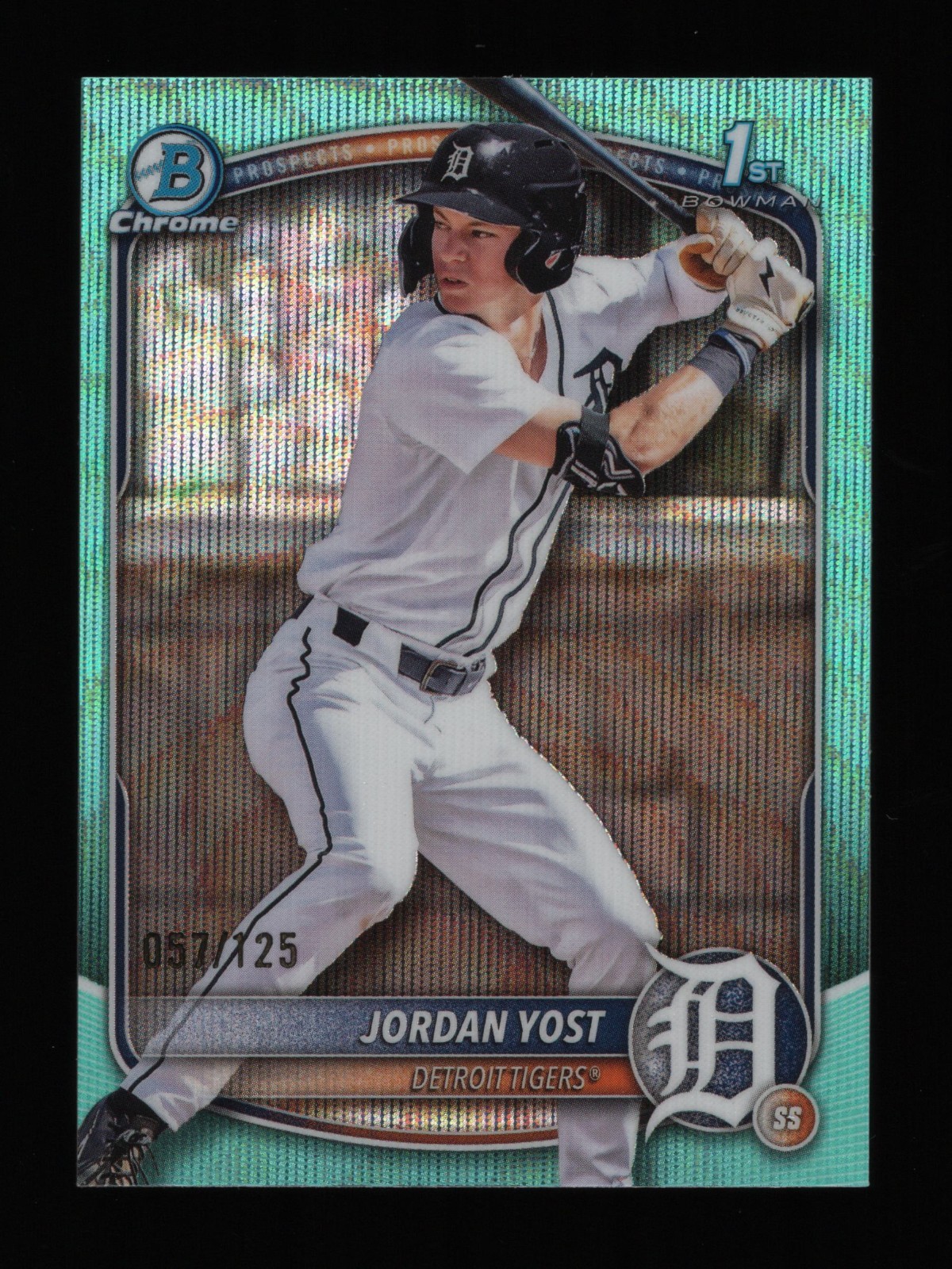 2025 Bowman Draft Chrome Jordan Yost Aqua Wave Refractor 1st RC Card /125