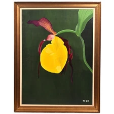 MAGERS VITOLINS Original Vintage Signed Okeefe Floral Still Life Oil Painting