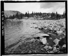 3. VIEW SHOWING UPSTREAM FACE DAM, OUTLET GATE BACKGROUND, LOOKING NORTH - High