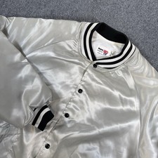 Vintage King Louie Pro Fit Satin Jacket Mens XL Silver USA Made Windbreaker