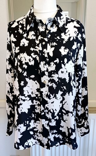 M&S Collection Size 16 Black White Mix Blouse Shirt Top
