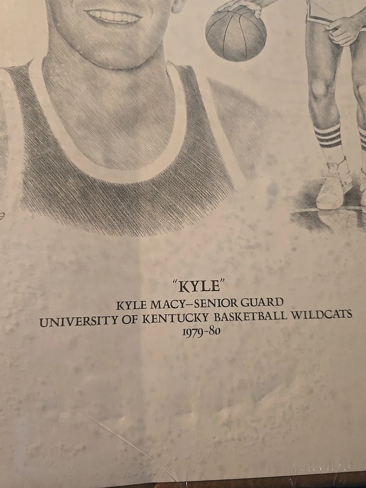 Univ of Kentucky Baloncesto Wildcats Kyle Macy Sr Guardia Impresión Artística Enmarcada 1979 Foto 3 de 4