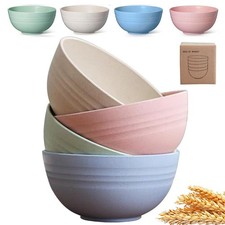 Unbreakable Cereal Bowls 24 oz - Reusable Wheat Straw Bowl