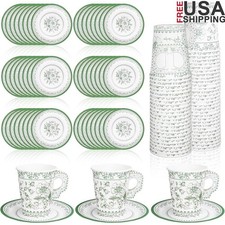 Floral Paper Teacups Plates Set 40 Pcs Disposable Elegant Party Supplies New