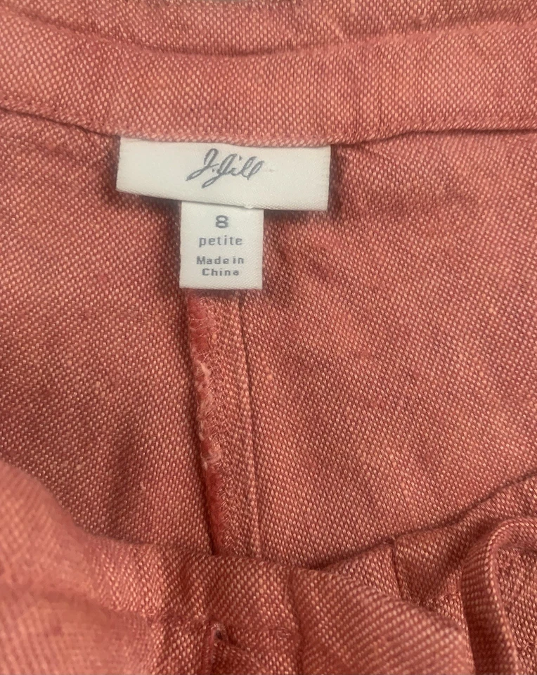 Pantalones para mujer Jill mezcla de lino con cordón cintura dobladillo bordado talla pequeña 8 Foto 2 de 4