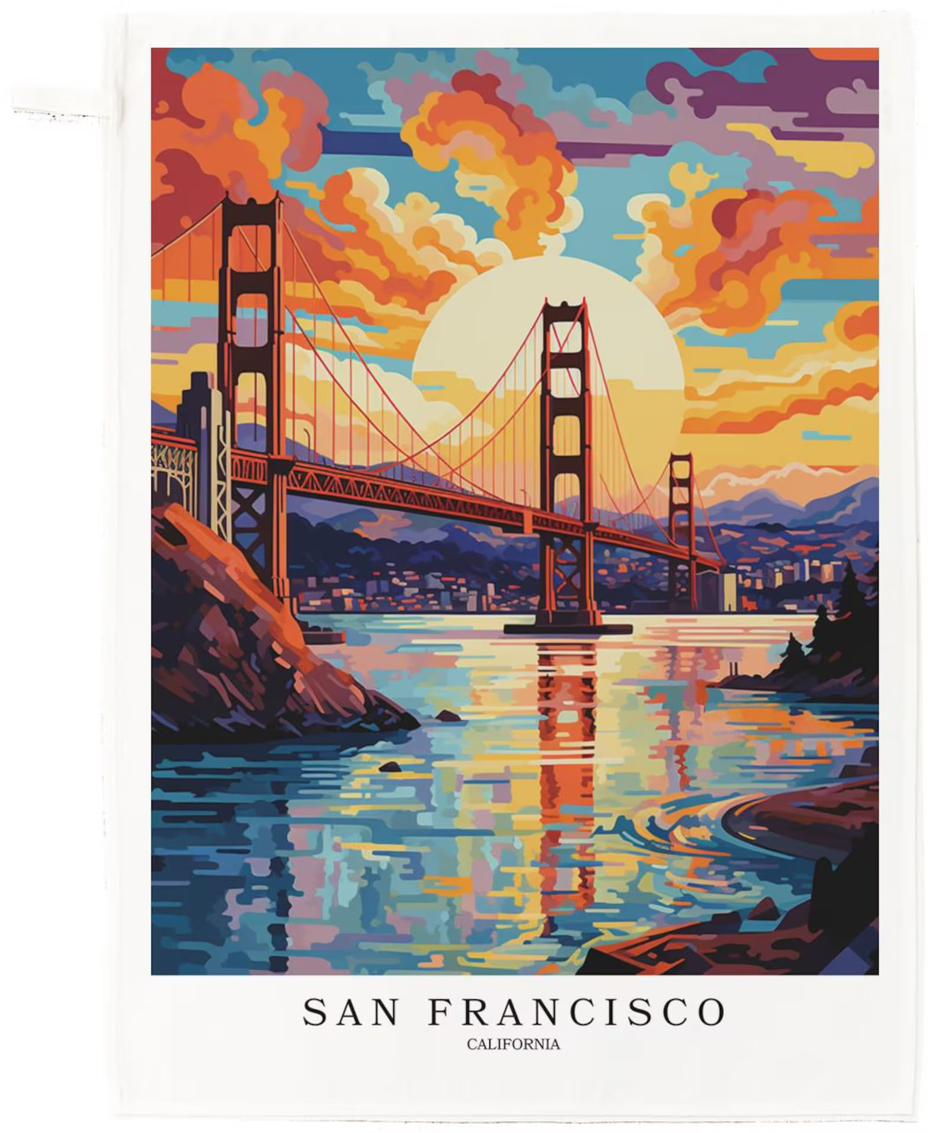 San Francisco, California Large Cotton Tea Towel