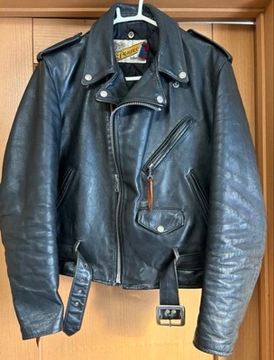 Schott 90s Double Riders Leather Jacket Black Men's Size 38 Made in USA Used