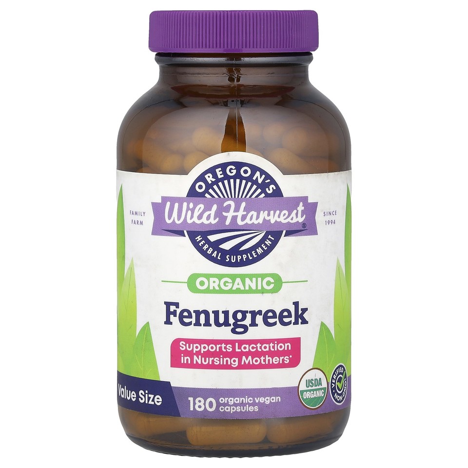 Organic, Fenugreek, 180 Vegan Capsules (500 mg per Capsule)