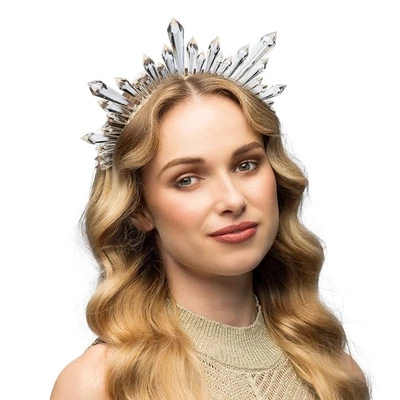 Diadem Saphira mit Eiskristallen Kopfschmuck Krone Tiara Haarreif Kopfschmuck - Bild 1 von 4