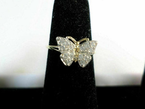 Authentic 2Ct Round Cut Lab-Created Butterfly Woman Engagement Ring 14k Gold Plated Silver