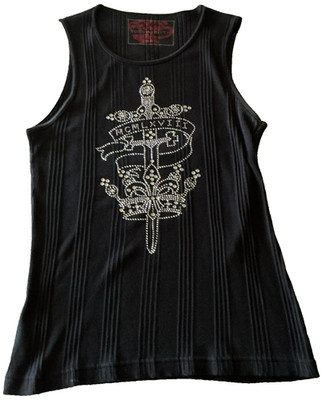 Todd Smith Men s Swarovski Crystals Black Muscle Shirt Size M 100% Cotton