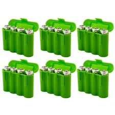 6 GREEN AA AAA BATTERY BATTERY PLASTIC STORAGE CASE HOLDER BOX USA SHIP