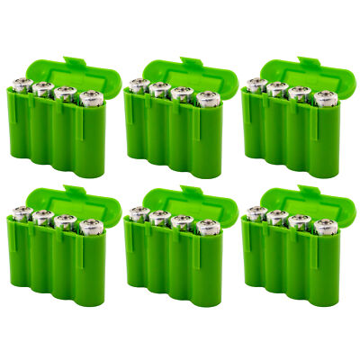 #ad #ad 6 GREEN AA AAA BATTERY BATTERY PLASTIC STORAGE CASE HOLDER BOX USA SHIP $8.50