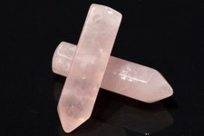 2 Pcs 30x8MM Rose Quartz Healing Hexagonal Pointed AAA Natural Gemstone Beads
