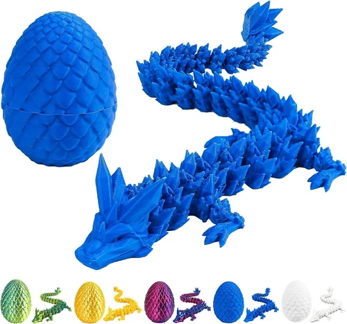 3D Printed Dragon Egg Full Articulated Crystal Dragon Fidget Toy Home Decor Toys