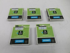 Pack of 5 DYMO D1 Label Cassette 1/2" x 23' Item 45014 Blue/White