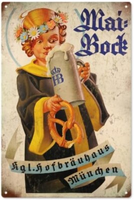Tin Metal Sign Vintage Looking Hofbrauhaus Beer Wall Art Decor