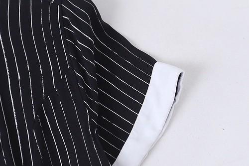 Disney Nightmare Before Christmas Black Button Up Shirt L XL XXL Striped Blouse - 第 6/13 張圖片