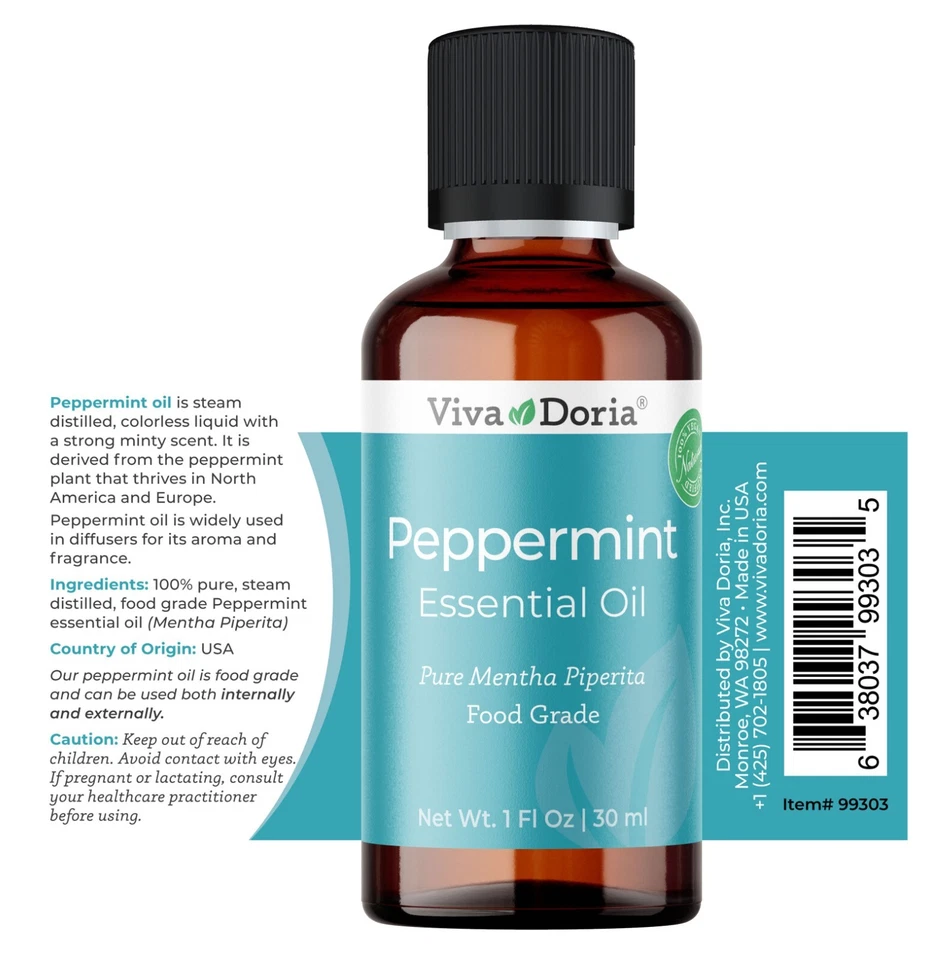 Viva Doria 100% Pure Northwest Peppermint Oil, Food Grade, 1 Fl Oz (30 mL) - Image 2 of 4