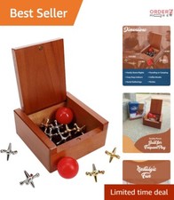 Vintage Metal Jacks with 2 Red Balls   Portable Floor Game in Charming Box
