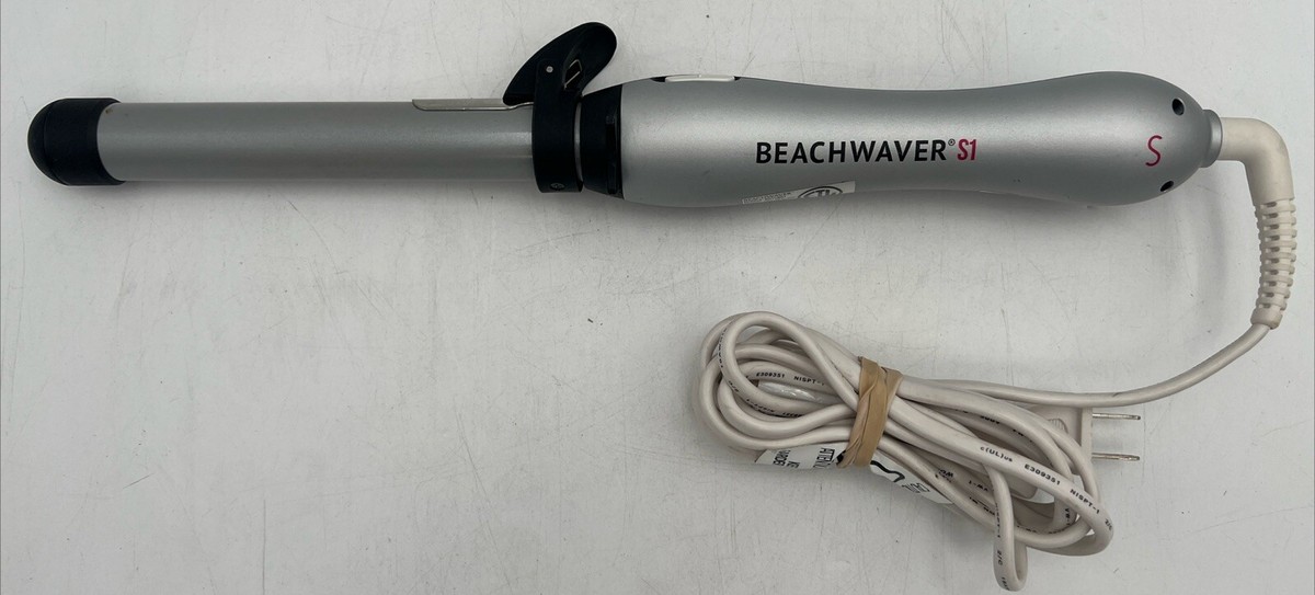 BeachWaver S1 BW1136S1 Rotating 1” Curling Iron Black and Silver