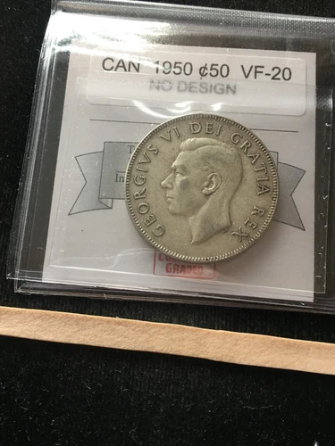 1950  No Design, Coin Mart Graded Canadian Silver 50 Cent, **VF-20**