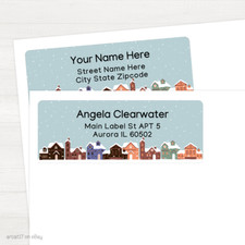 30 Winter Snow Town Personalized Return Address Labels New Year Mailing Sticker