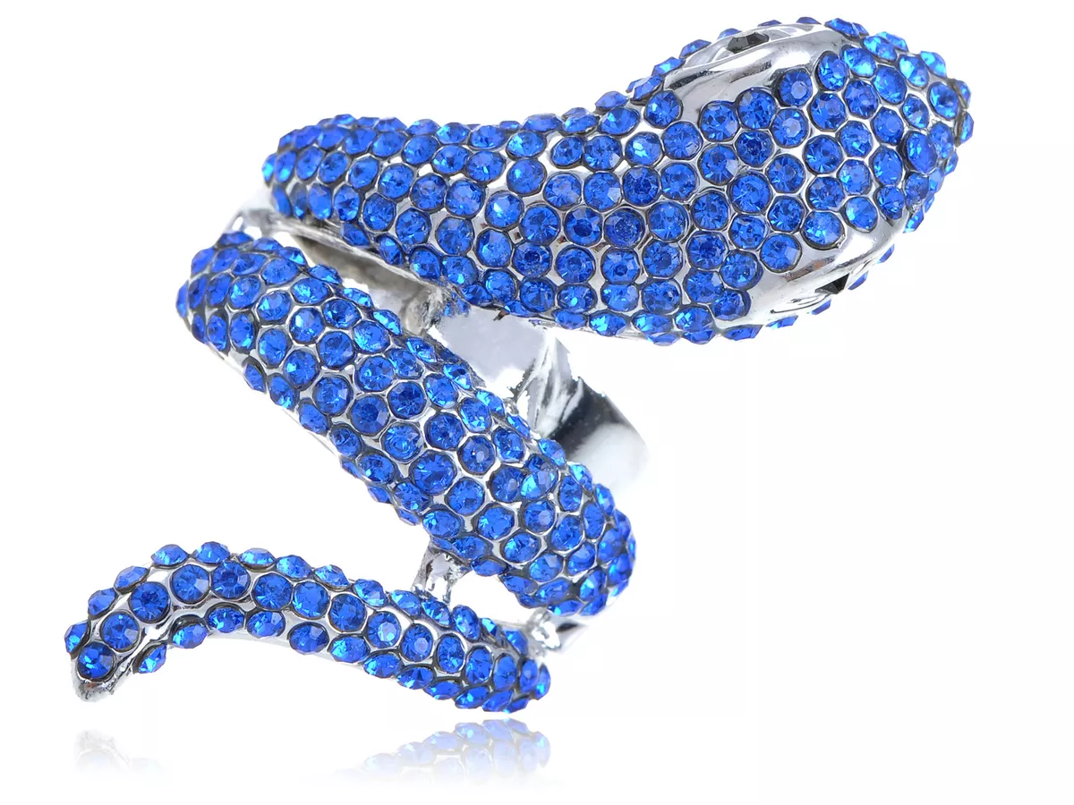 Bright Blue Serpent Snake Finger Wrap Fashion Custom Jewelry