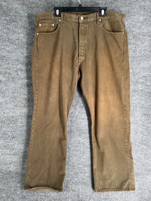 Levi 501 Jeans Men 42x30 Brown Button Fly Straight Leg Original