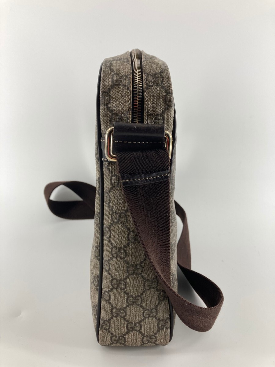 Authentic GUCCI Large GG Brown/Beige Flat Messenger Bag Authentic GUCCI Large GG Brown/Beige Flat Messenger Bag
