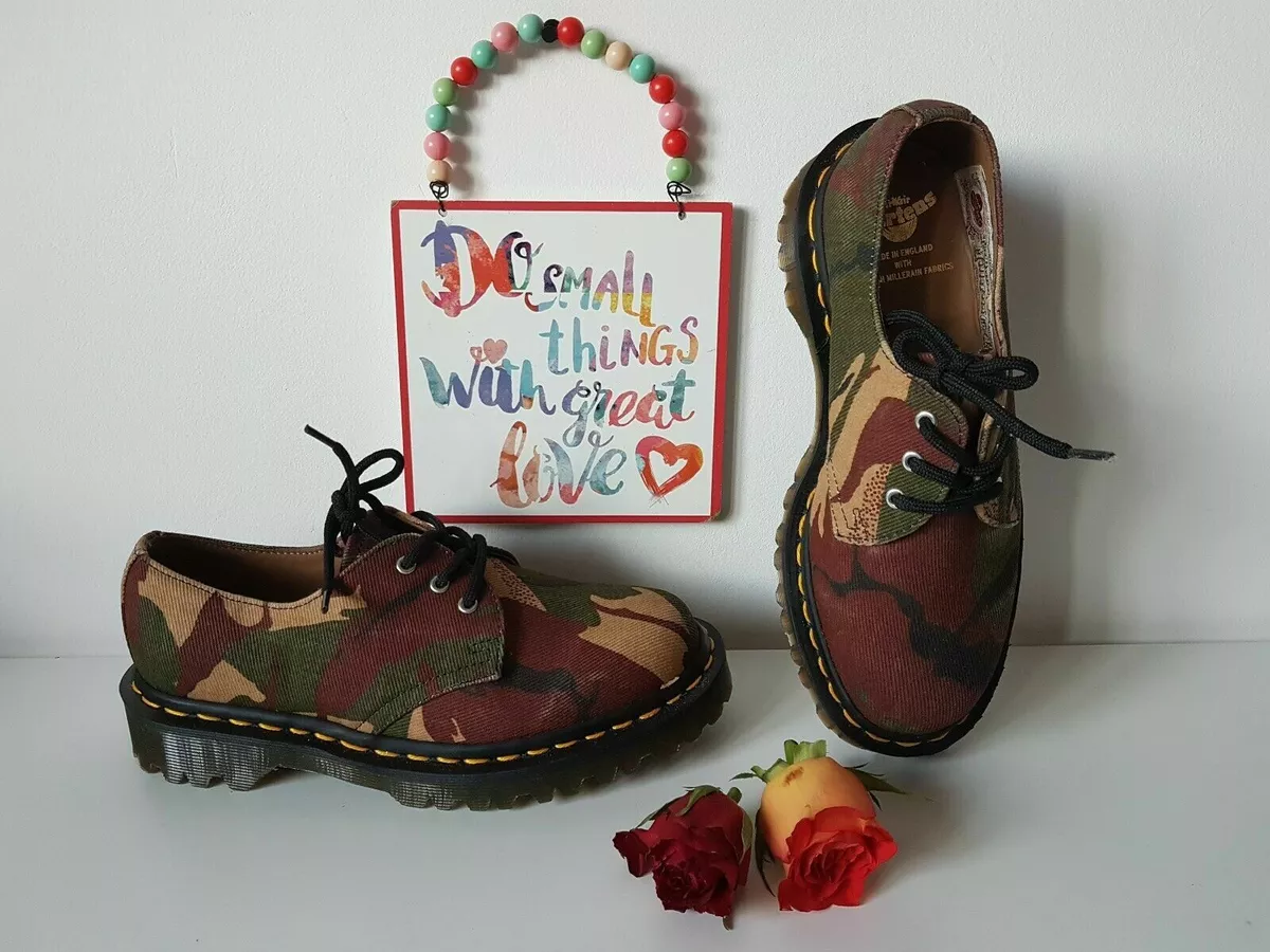 Dr martens 3 eye shoes camo army british millerain 1461 England UK4 EU37 US6