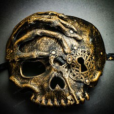 Halloween Skeleton Party Skull Pirate Mask For Men Women Gold, Silver, Black