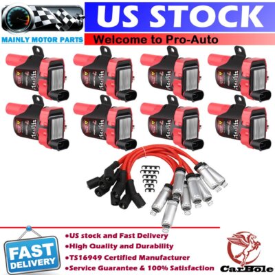 8 Hi Output Ignition Coils D585 w/ Wires For GM Chevy LS1 LS3 LQ9 4.8L 5.3L 6.0L
