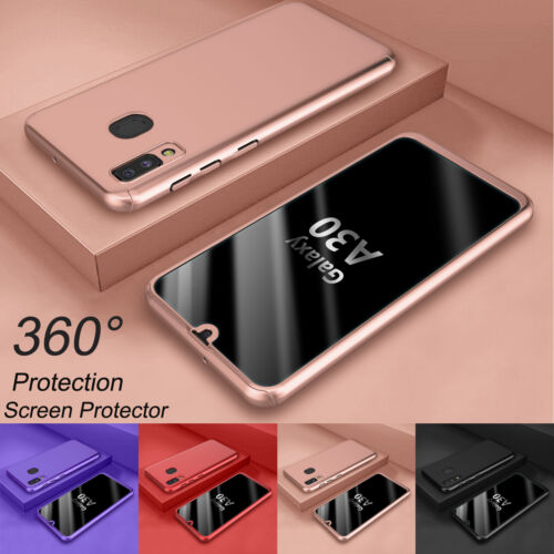 For Samsung Galaxy A20 A10e A50 360 Full Body Hard Case+Tempered Glass Protector - Picture 1 of 39