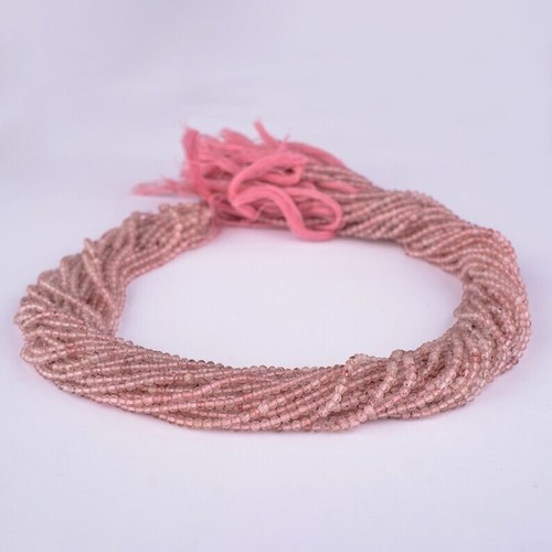 Wholesale Lot 10 Strands 2MM Pink Strawberry Quartz Faceted Gemstone Beads 12.5" - Picture 6 of 10