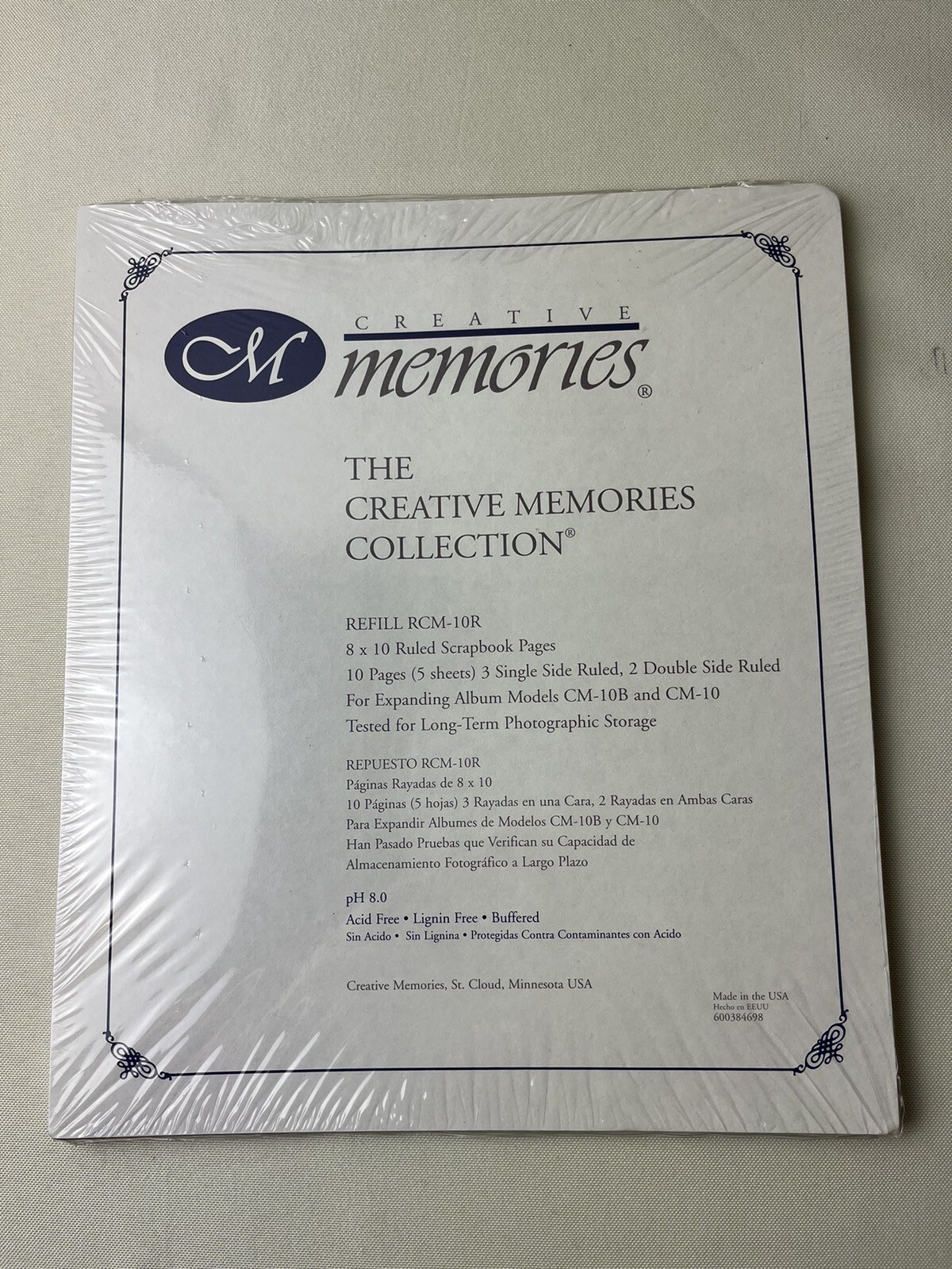 Creative Memories 8x10 White Ruled Refill Pages RCM-10B 5 Sheets NEW