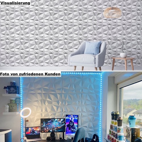 7,5qm/30 Stück 3D Wandpaneele Deckenpaneele Platten Paneele Diamant Polystyrol - Bild 8 von 11