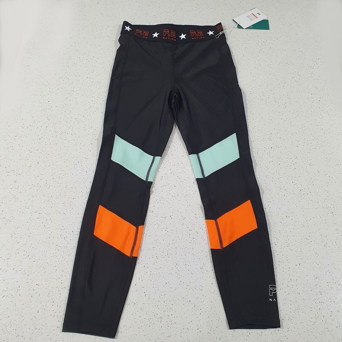 Nation x H&M Size S Black Orange Aqua Recycled Polyester High