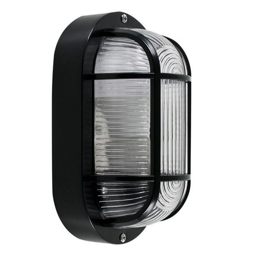 Oval Bulkhead Wall / Ceiling Light Black 1 Light - Picture 3 of 5