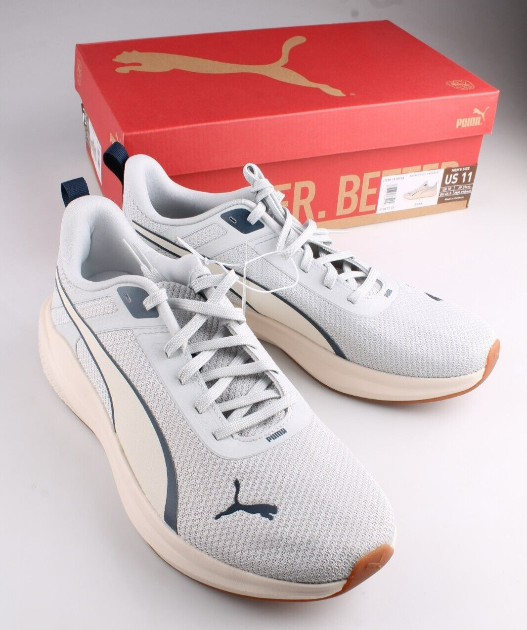 PUMA Rocket Fuel Shoes Running Sneakers Men's Gray and White NIB