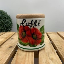 BASSANO KERAMIK KAFFE DOSE MIT MOHNBLUMEN 2D MOTIV 12 CM AUS ITALIEN NEU