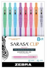 Zebra Sarasa Clip 0.5mm Assorted Gel Ink Pen, 8 Piece Milk Colors Set