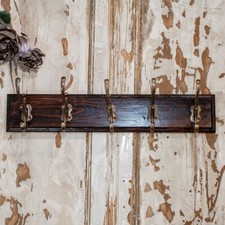 Hallway wardrobe, wardrobe Martino, antique look with 5 brass coat hooks
