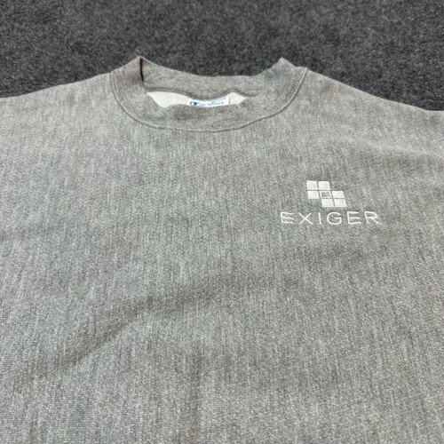 Champion Sweatshirt Mens Medium Heather Grey Reverse Weave Crewneck Exiger Logo - 第 8/15 張圖片