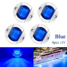 4x Waterproof Round Marine Boat Led Stern Lights Blue Cabin Deck Courtesy Light