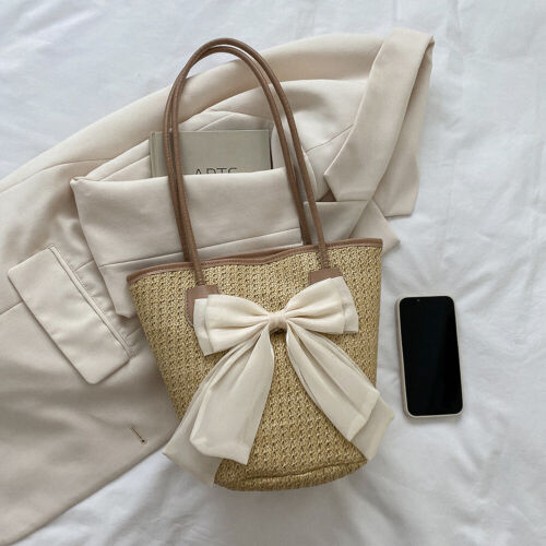Women Straw Hobo Bag Large Capacity Straw Beach Handbag Ladies Summer Daily Bag - Picture 7 of 14
