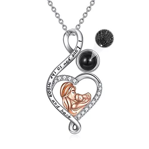 Sterling Silver I love you to the moon and back Infinity Mom