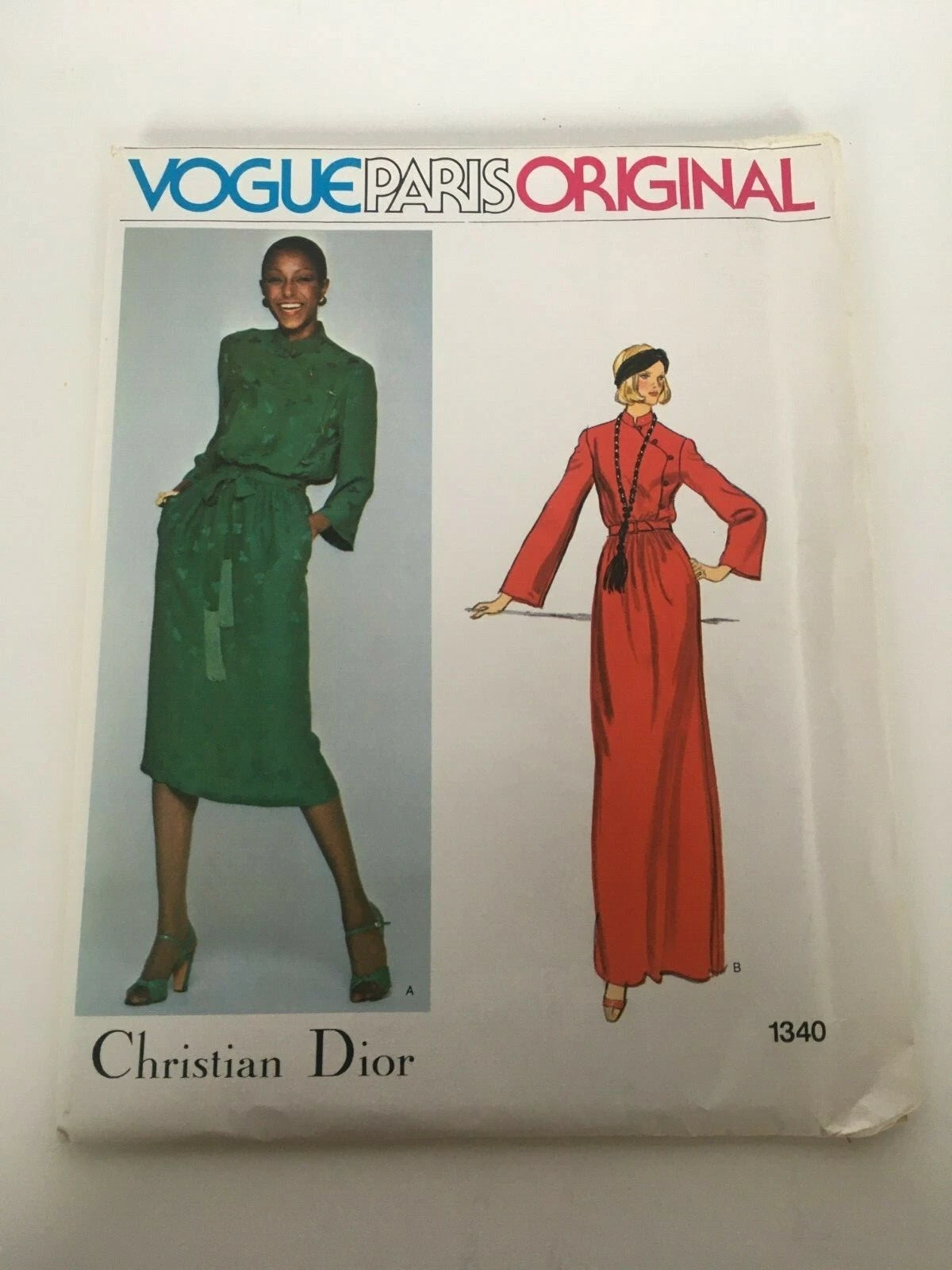 Abito vintage Vogue Paris modello cucito originale Christian Dior 1340 anni 70 10