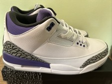 AIR JORDAN 3 RETRO MID DARK IRIS white and purple Sneakers (size 12) New In Box