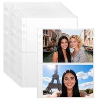 3.5x5 Card Sleeves Binder Sheets, 6 Ring A5 Binder 3.5" x 5" 2 Pocket 30 Pack